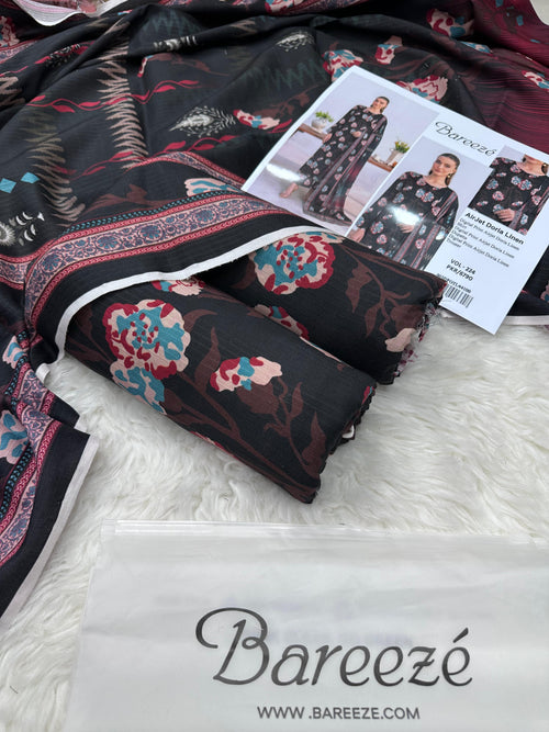 Bareeze Airjet Doria Linen Digital Print 3Pc – Brown Edition (Volume)