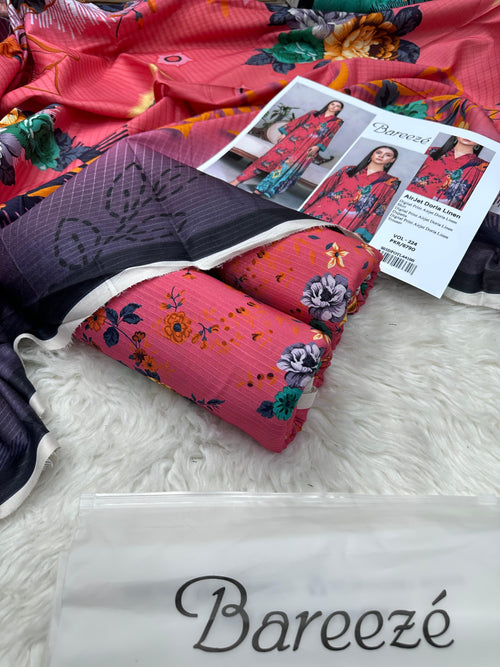 Bareeze Airjet Doria Linen Digital Print 3Pc – Orange Edition (Volume)