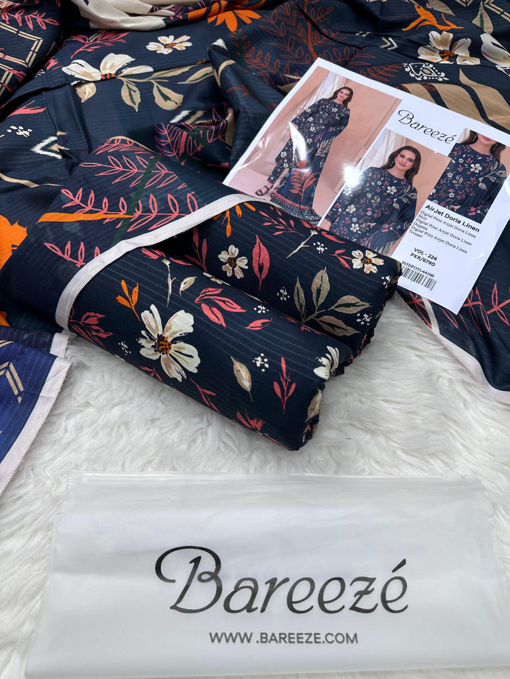 Bareeze Airjet Doria Linen Digital Print 3Pc – Maroon Edition (Volume)