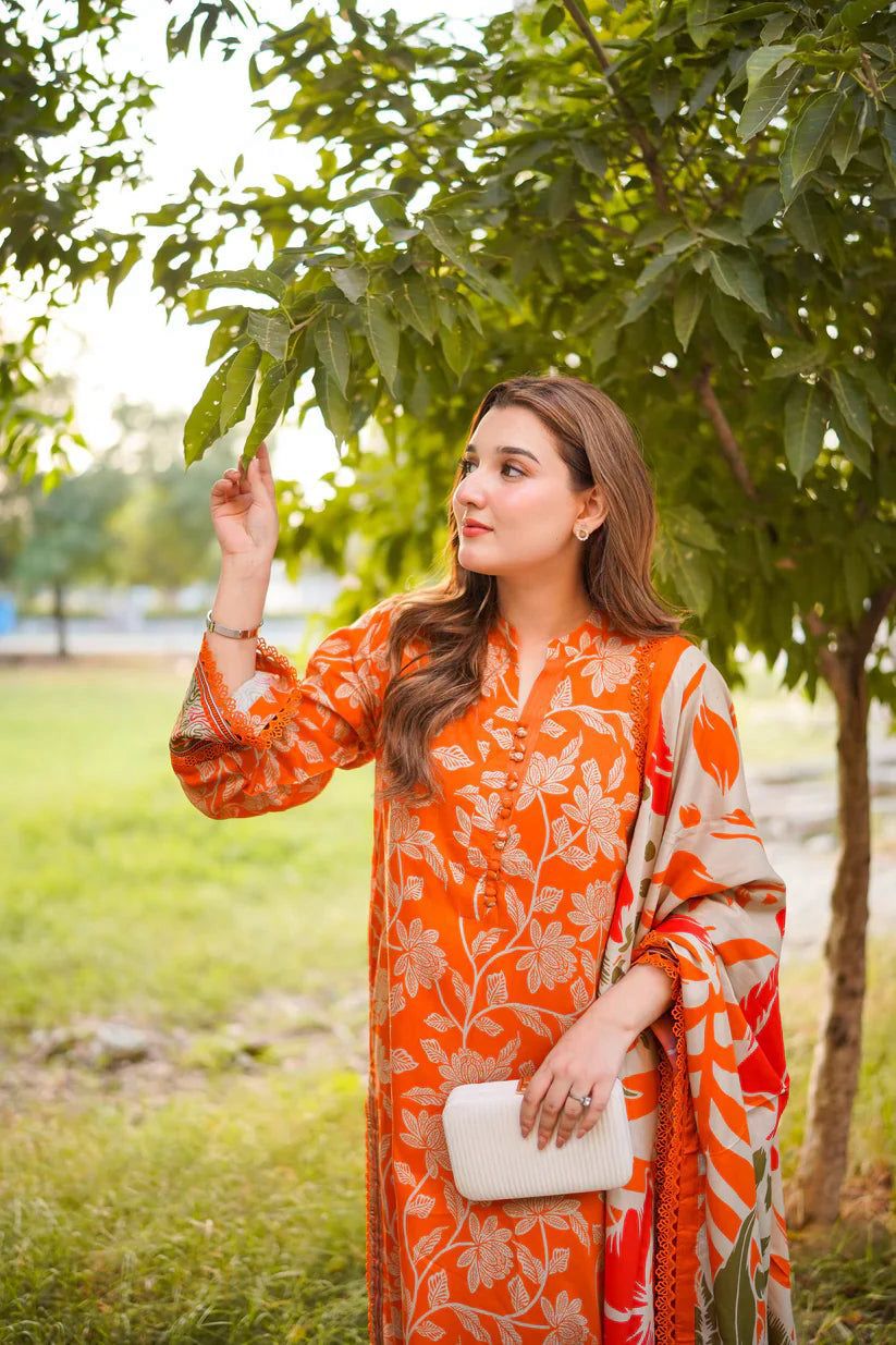 Aneela’s 3PC Lawn Suit – Allover Printed with Digital Chiffon Dupatta | 90/70 Lawn