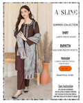 ASLING Summer Collection 2026 – 3PC Lawn Suit | Embroidered Front & Sleeves with Printed Dupatta