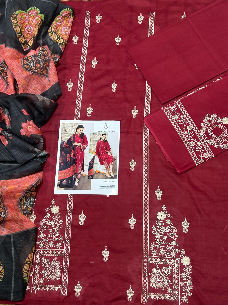 URGE Summer Collection 2026 – 3PC Lawn Suit | Heavy Embroidered Front & Sleeves with Printed Dupatta