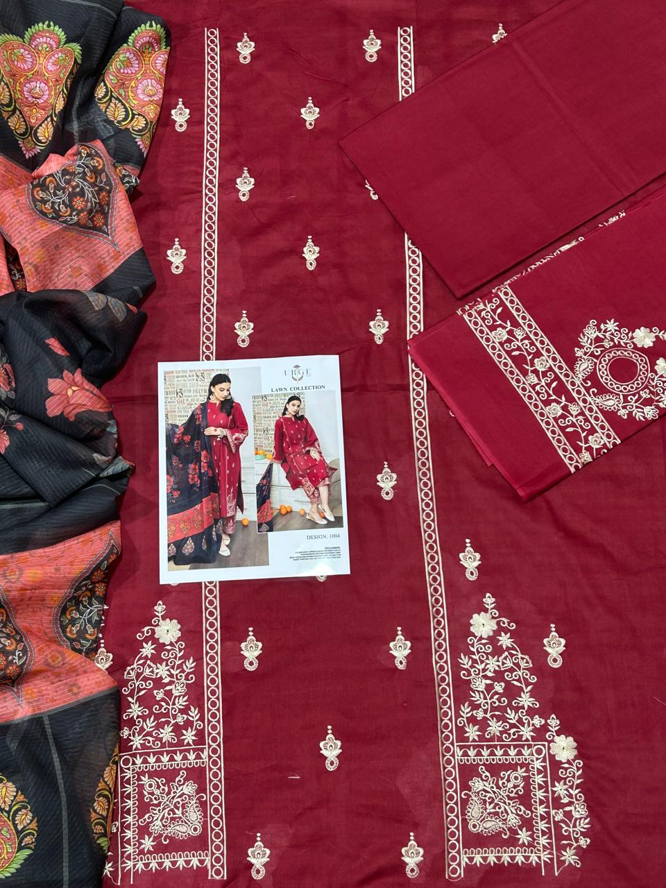 URGE Summer Collection 2026 – 3PC Lawn Suit | Heavy Embroidered Front & Sleeves with Printed Dupatta