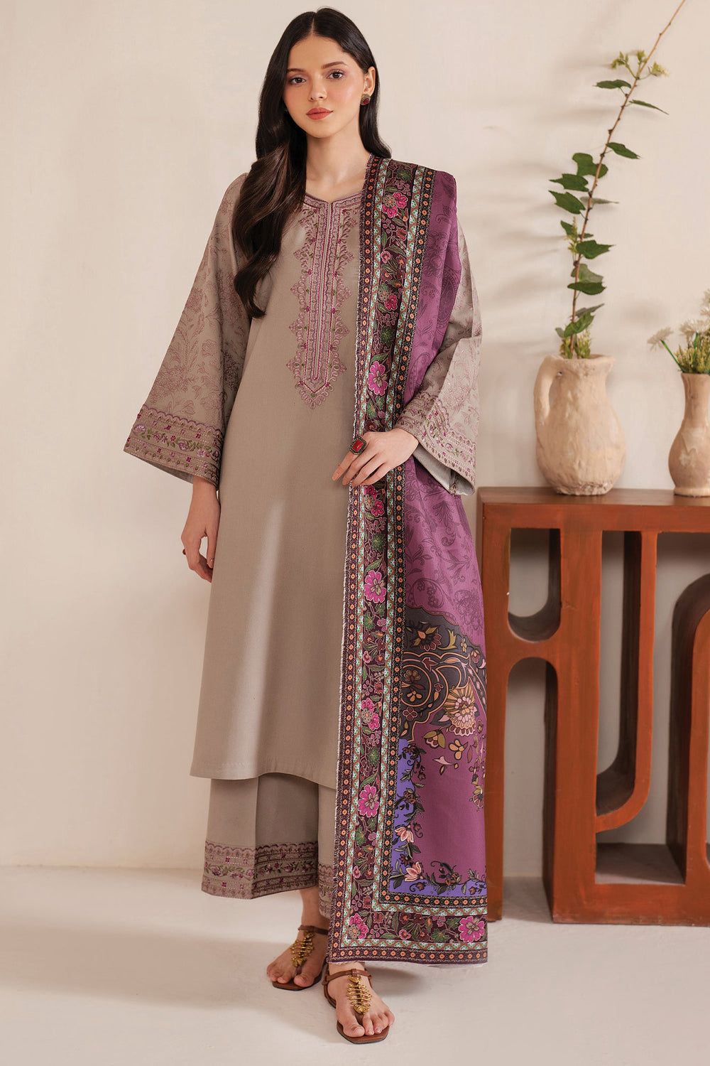 GARNET Summer Hit Code 2026 – 3PC Lawn Suit | Embroidered Neck & Sleeves with Printed Dupatta
