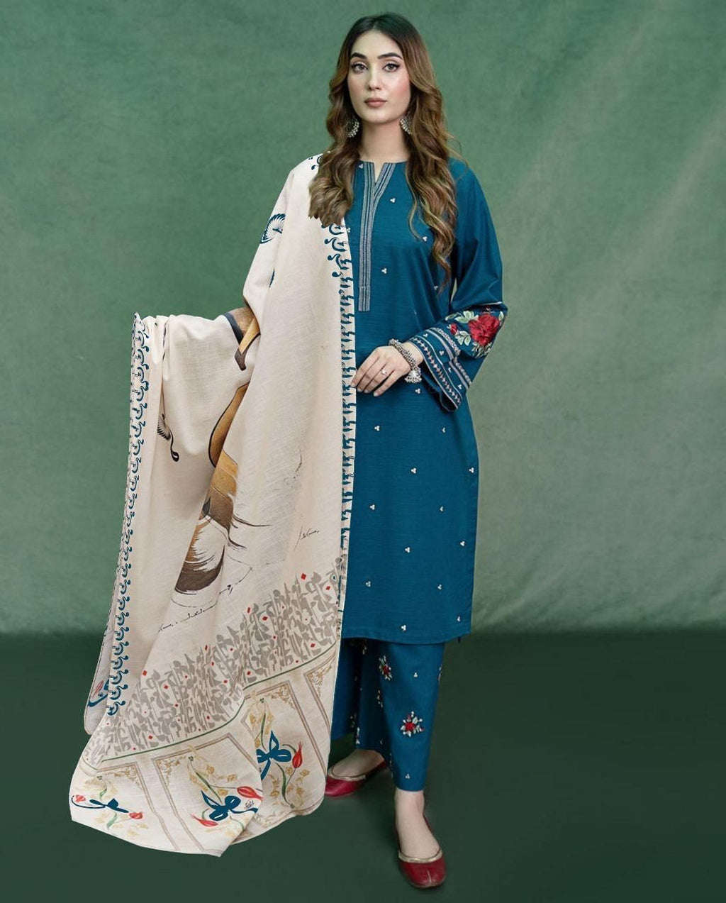 URGE Summer Collection – 3PC Pure Lawn Embroidered Suit | Heavy Embroidery with Digital Printed Dupatta