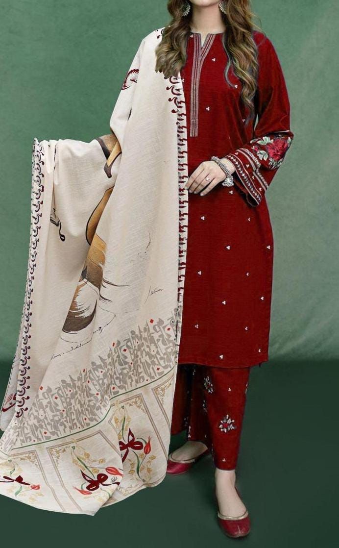 URGE Summer Collection – 3PC Pure Lawn Embroidered Suit | Heavy Embroidery with Digital Printed Dupatta
