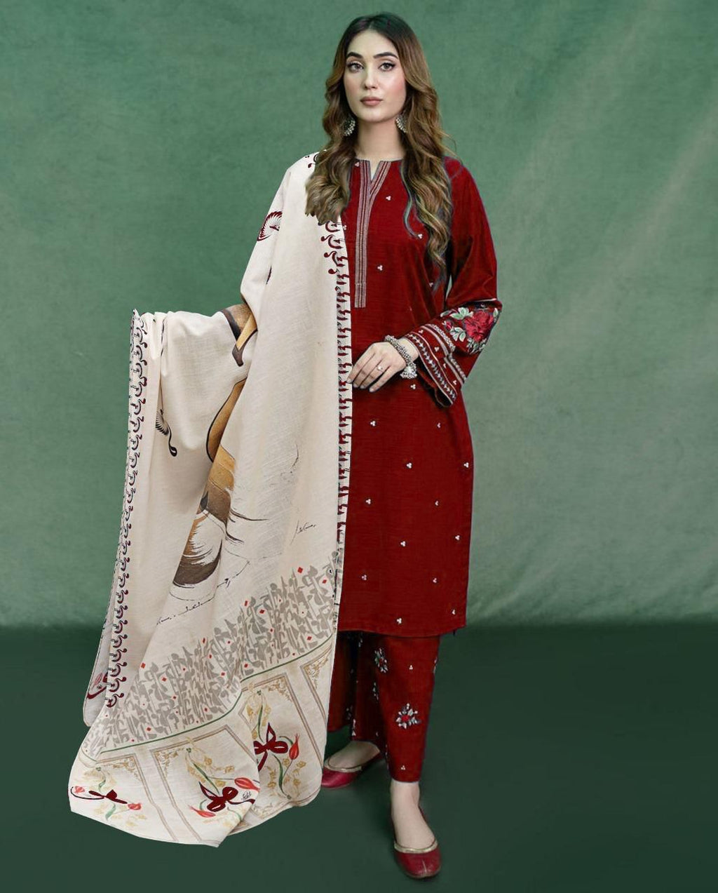 URGE Summer Collection – 3PC Pure Lawn Embroidered Suit | Heavy Embroidery with Digital Printed Dupatta