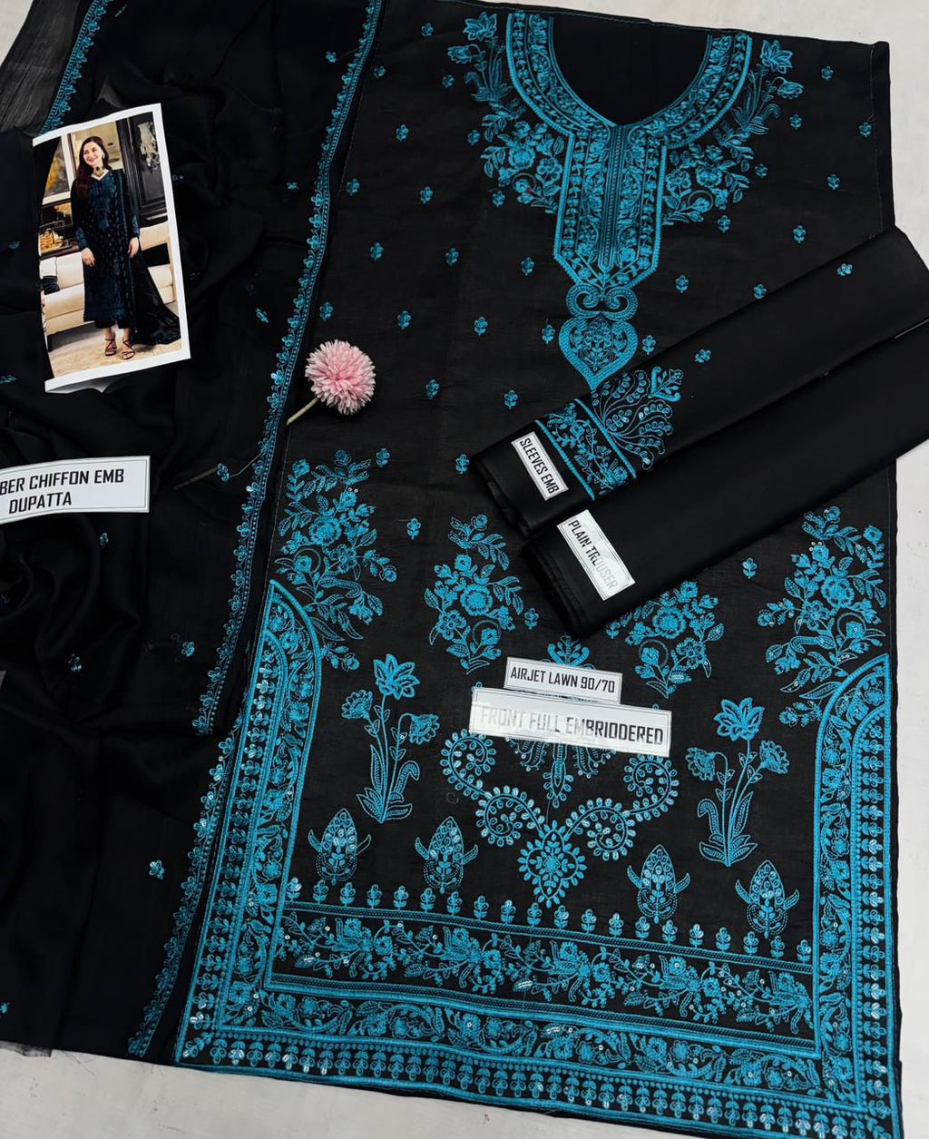 Asim Jofa 4023 – Premium Airjet Lawn 3PC Heavy Embroidered Suit (Summer Collection)