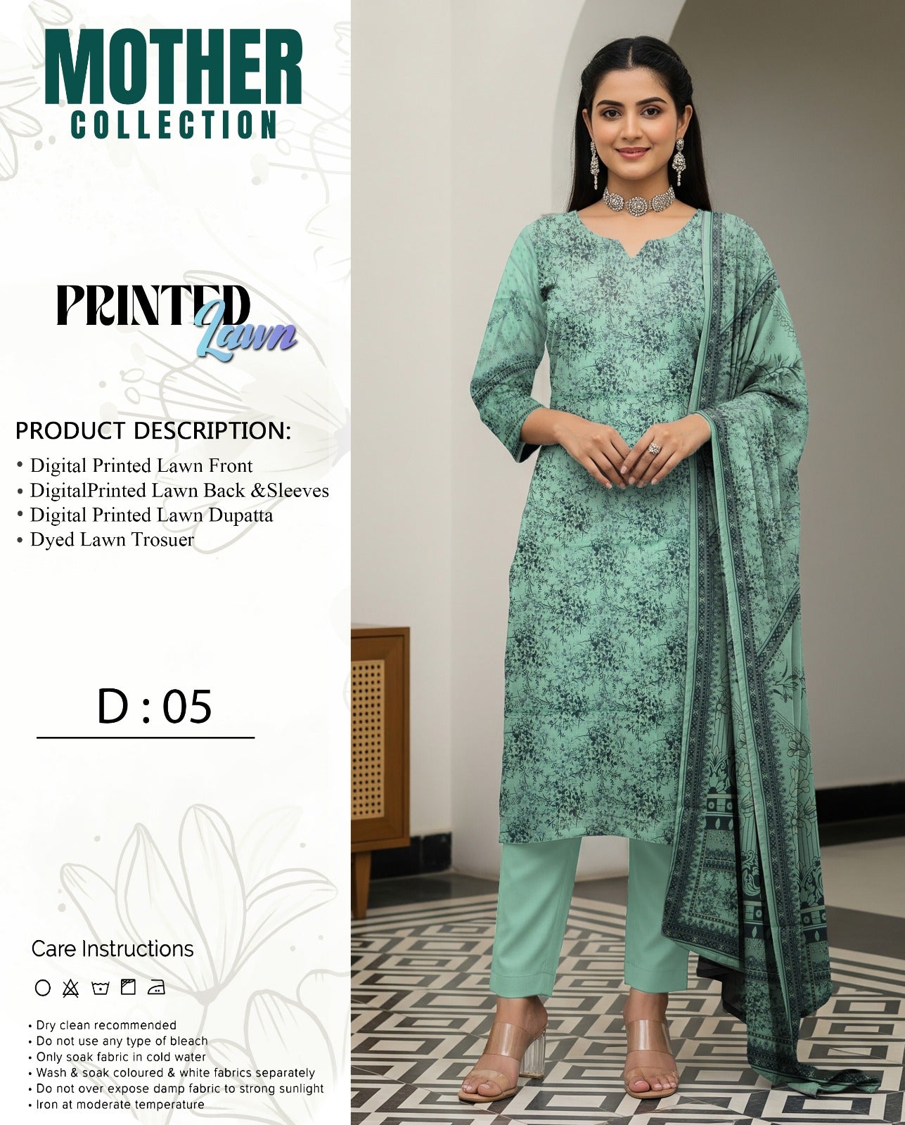Mother Collection Lawn 3PC – Premium Printed Lawn Suit (Summer Special)
