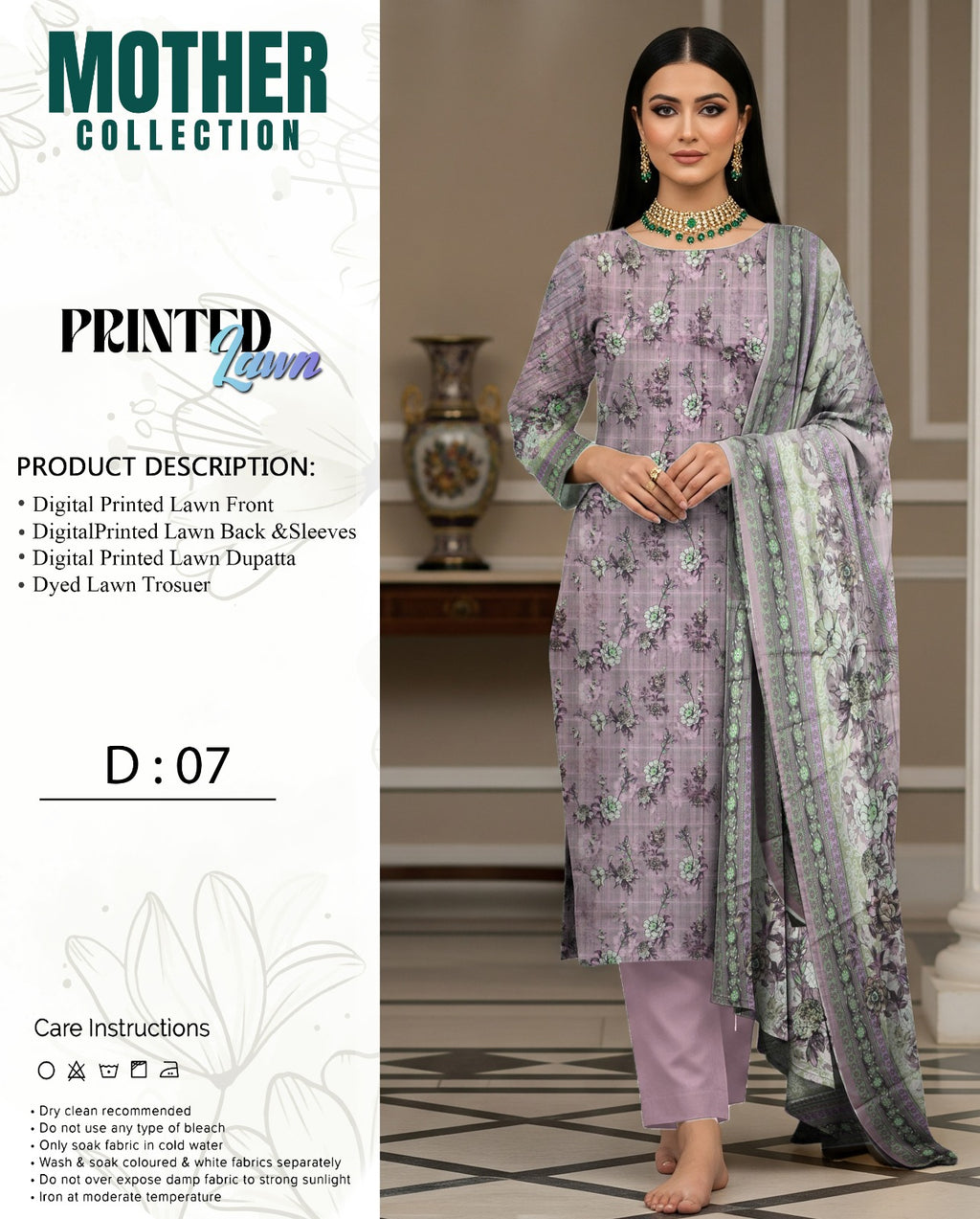 Mother Collection Lawn 3PC – Premium Printed Lawn Suit (Summer Special)