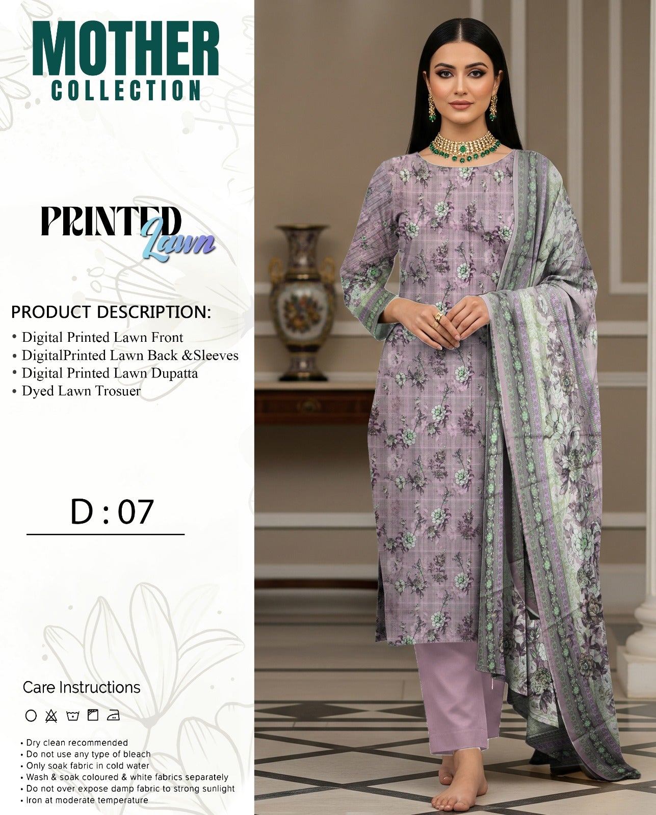 Mother Collection Lawn 3PC – Premium Printed Lawn Suit (Summer Special)