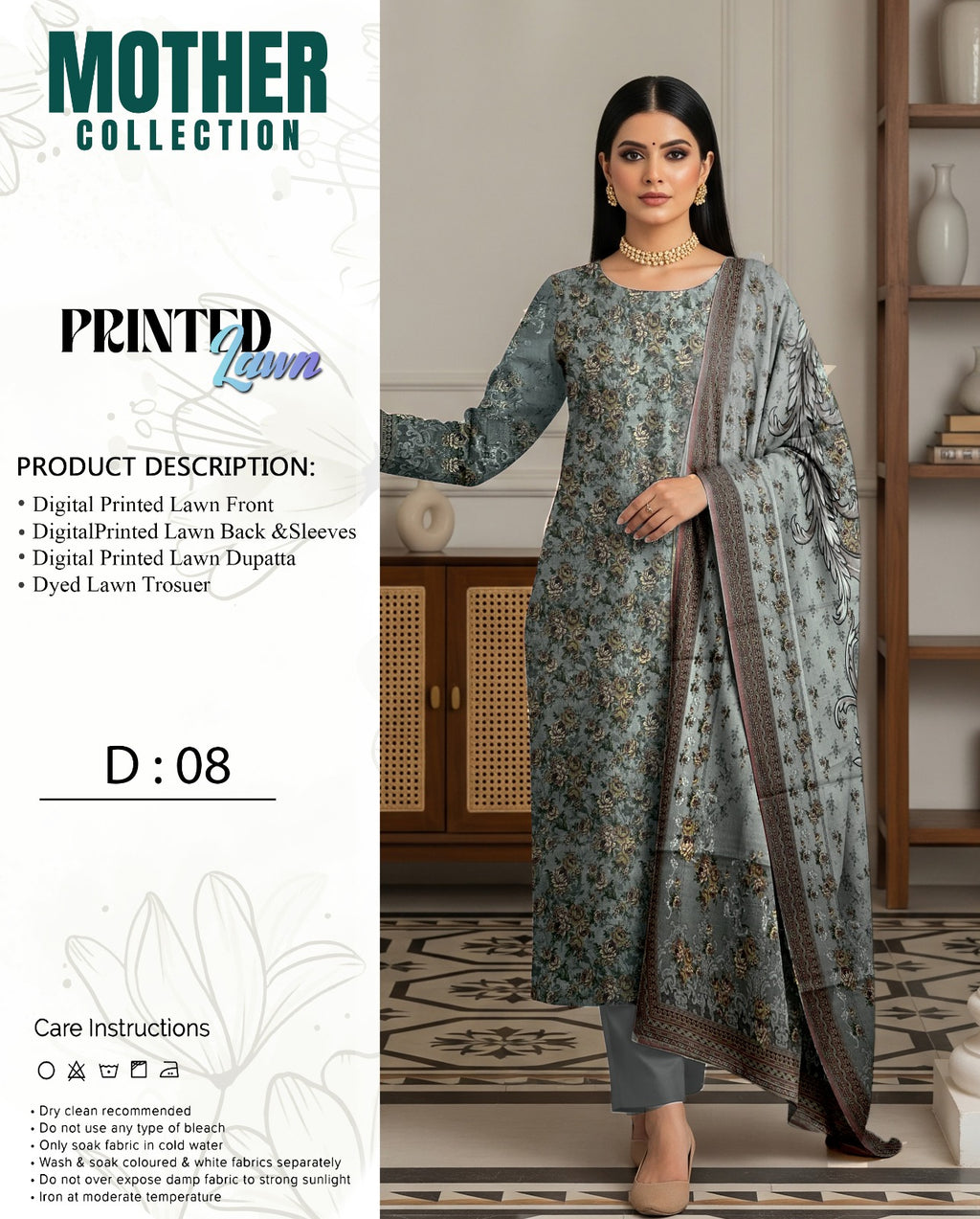 Mother Collection Lawn 3PC – Premium Printed Lawn Suit (Summer Special)