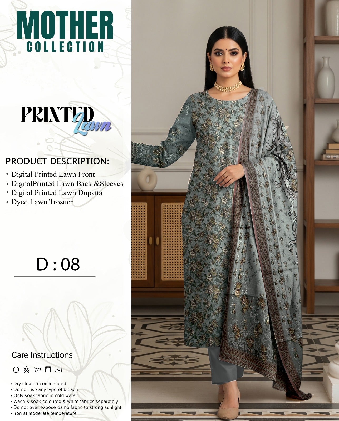 Mother Collection Lawn 3PC – Premium Printed Lawn Suit (Summer Special)