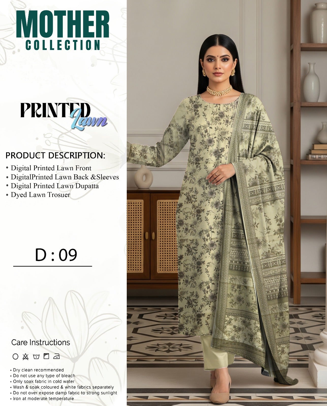 Mother Collection Lawn 3PC – Premium Printed Lawn Suit (Summer Special)