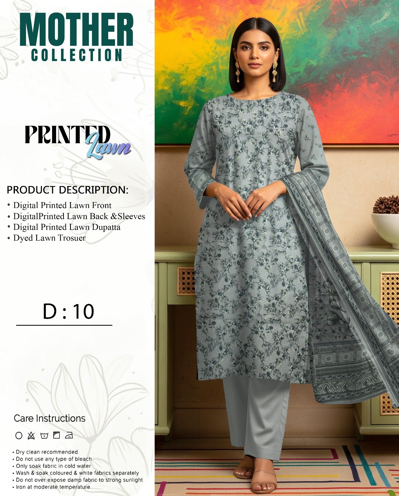 Mother Collection Lawn 3PC – Premium Printed Lawn Suit (Summer Special)