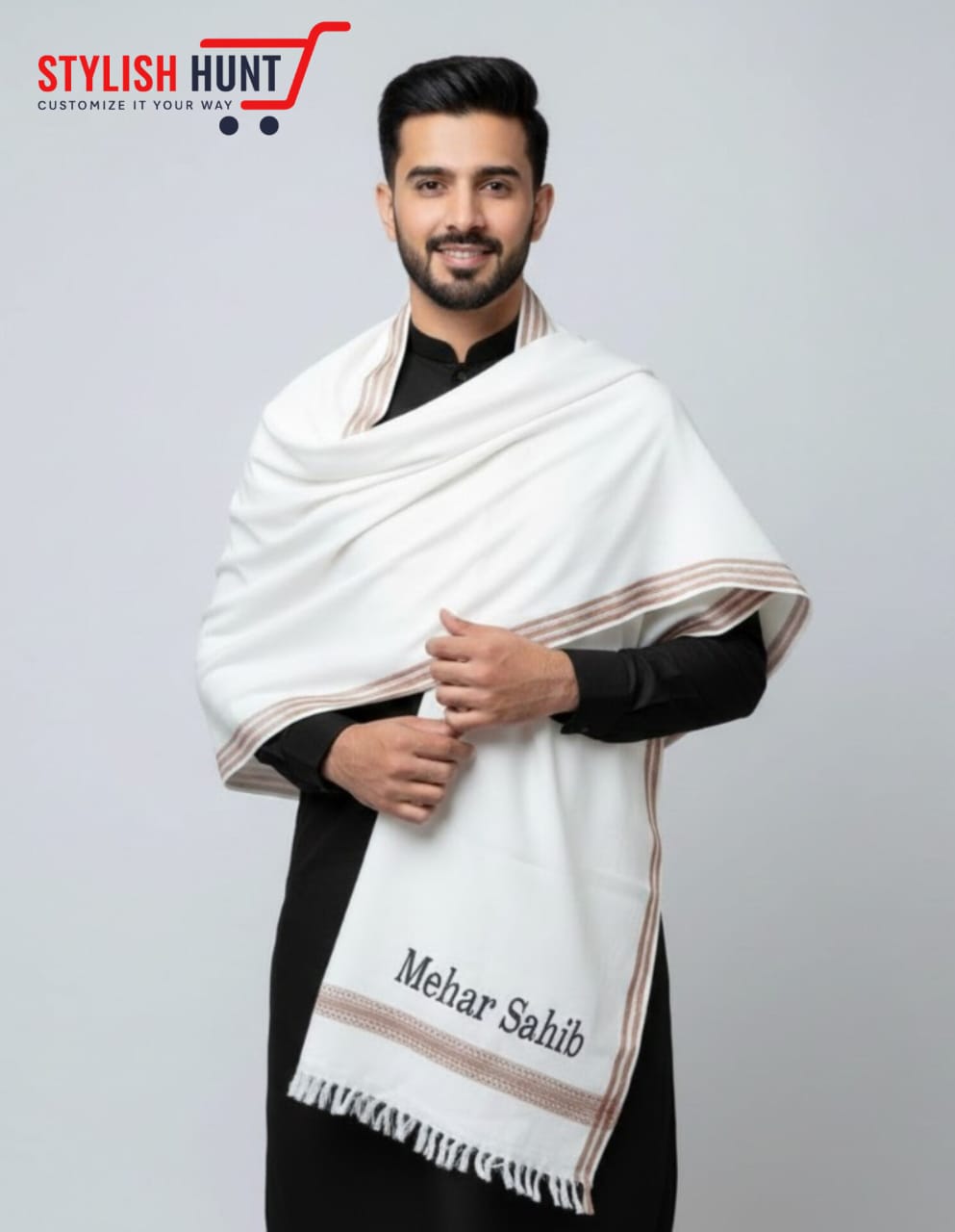 J. Name Printed Mardana Shawls