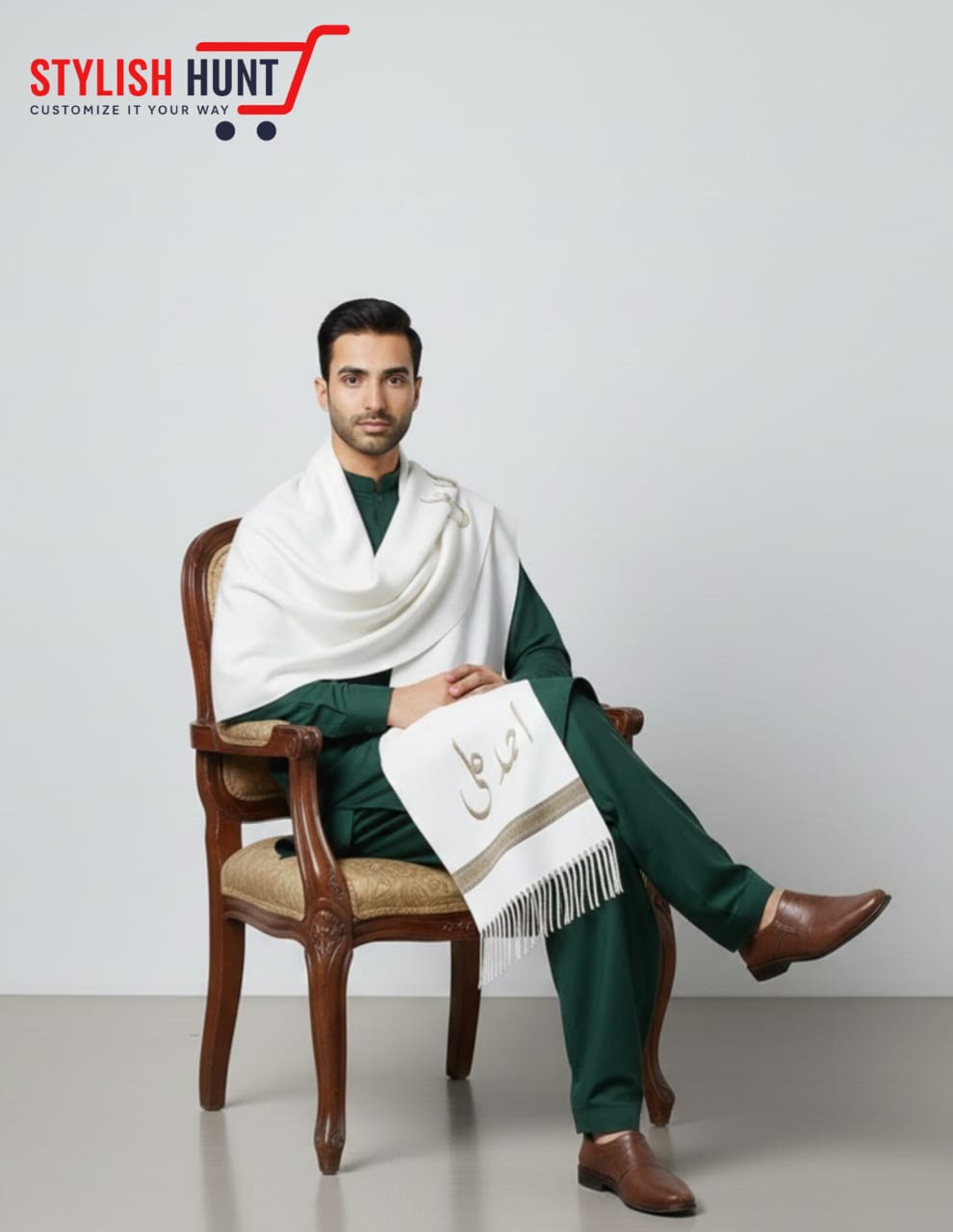 J. Name Printed Mardana Shawls